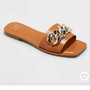 Chain slide summer sandals Viv cognac brown gold 9 A New Day